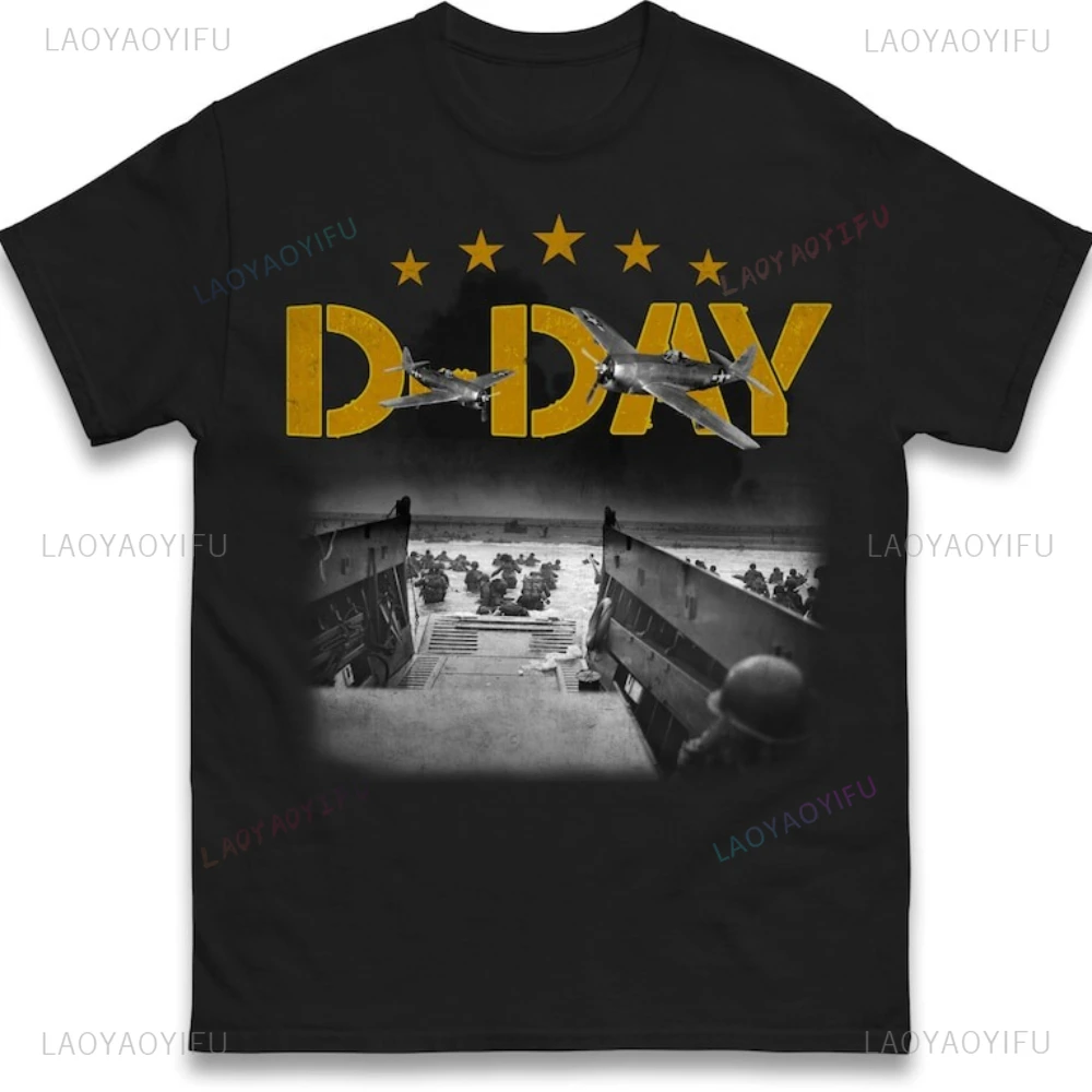 D-Day 81st Anniversary Man Graphic T Shirts Normandy Landings 1944-2025 Military Veterans High Quality Cotton Short-sleev