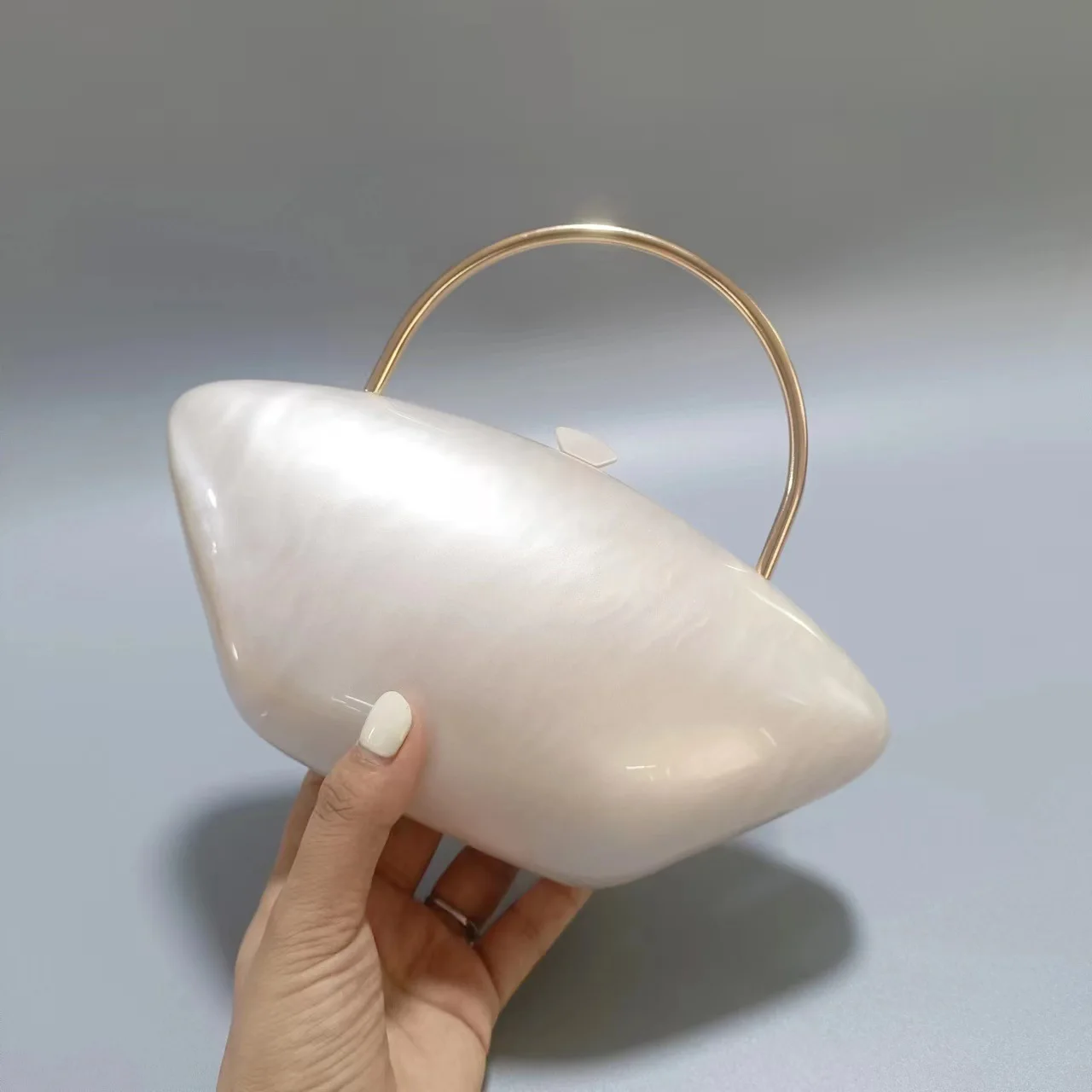 Pearl Marble Shell Rose Pink Acrylic Box Evening Wedding Party Purses And Handbags Luxury Designer Metal Bag Handle Nice Hobos