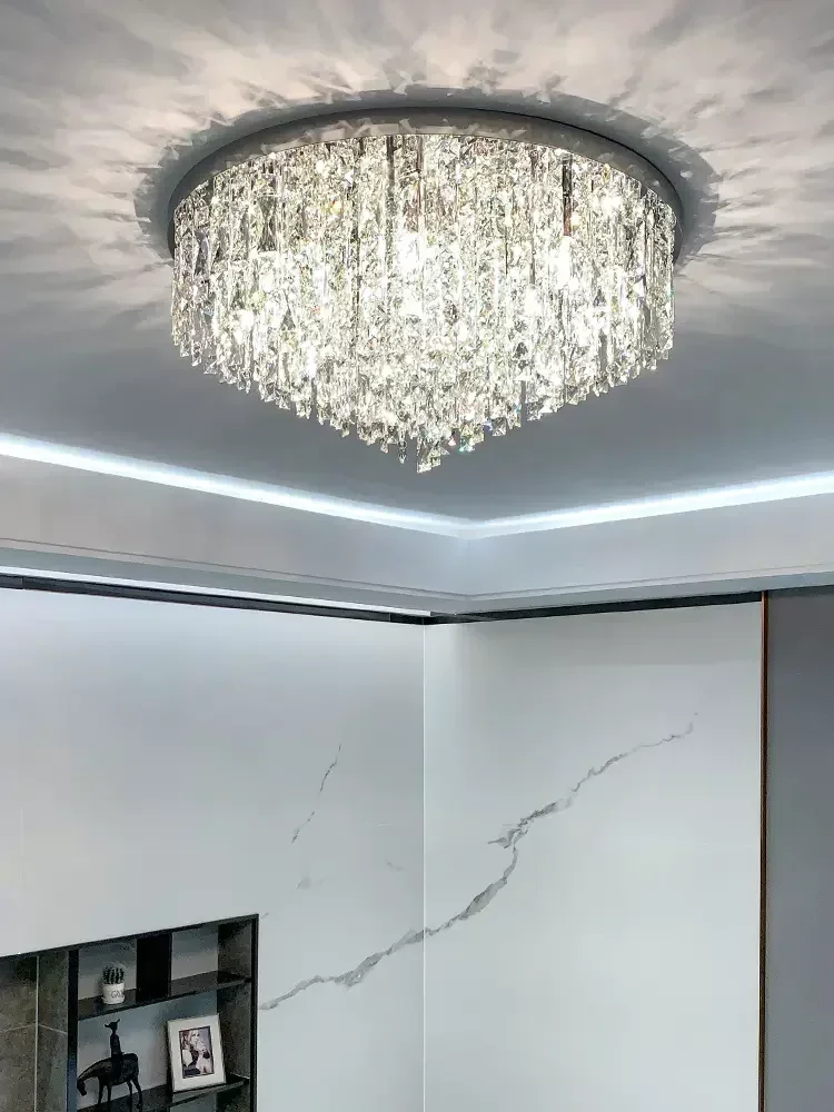 Nordic Palace Bedroom Crystal Ceiling Lamp Living Room Main Lights Modern Luxury Room Decoration Bright Eye Protection LED