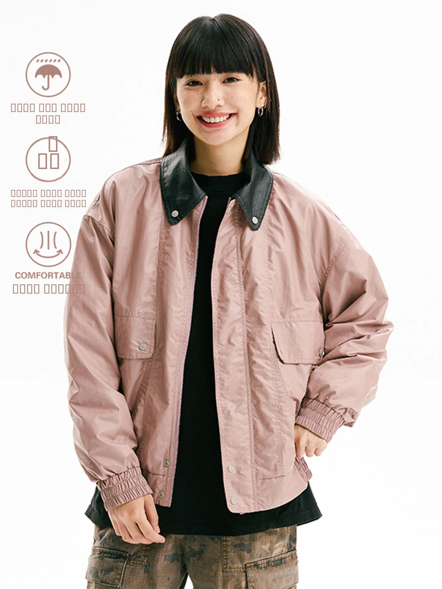 

Retro American Sle ort Jaet Loose Motorcycle Coat Waterproof Men's Faion Brand New Autumn Outerwear Casual Nylon