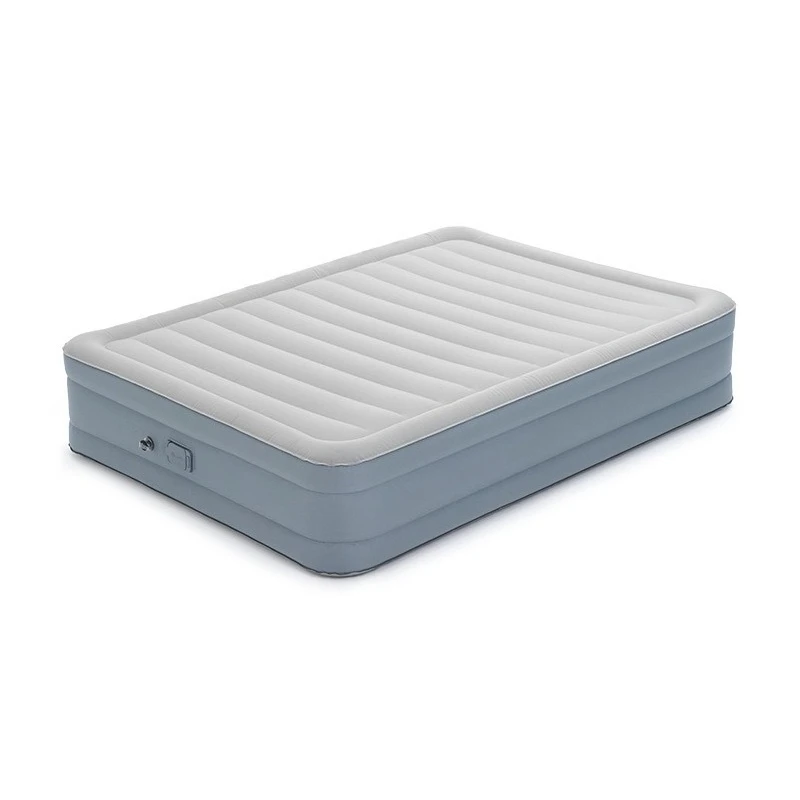 Inflatable Air Mattress Built-in Electric Pump Double Layer Fiber-Tech Queen King Size For Camping Home Bedroom