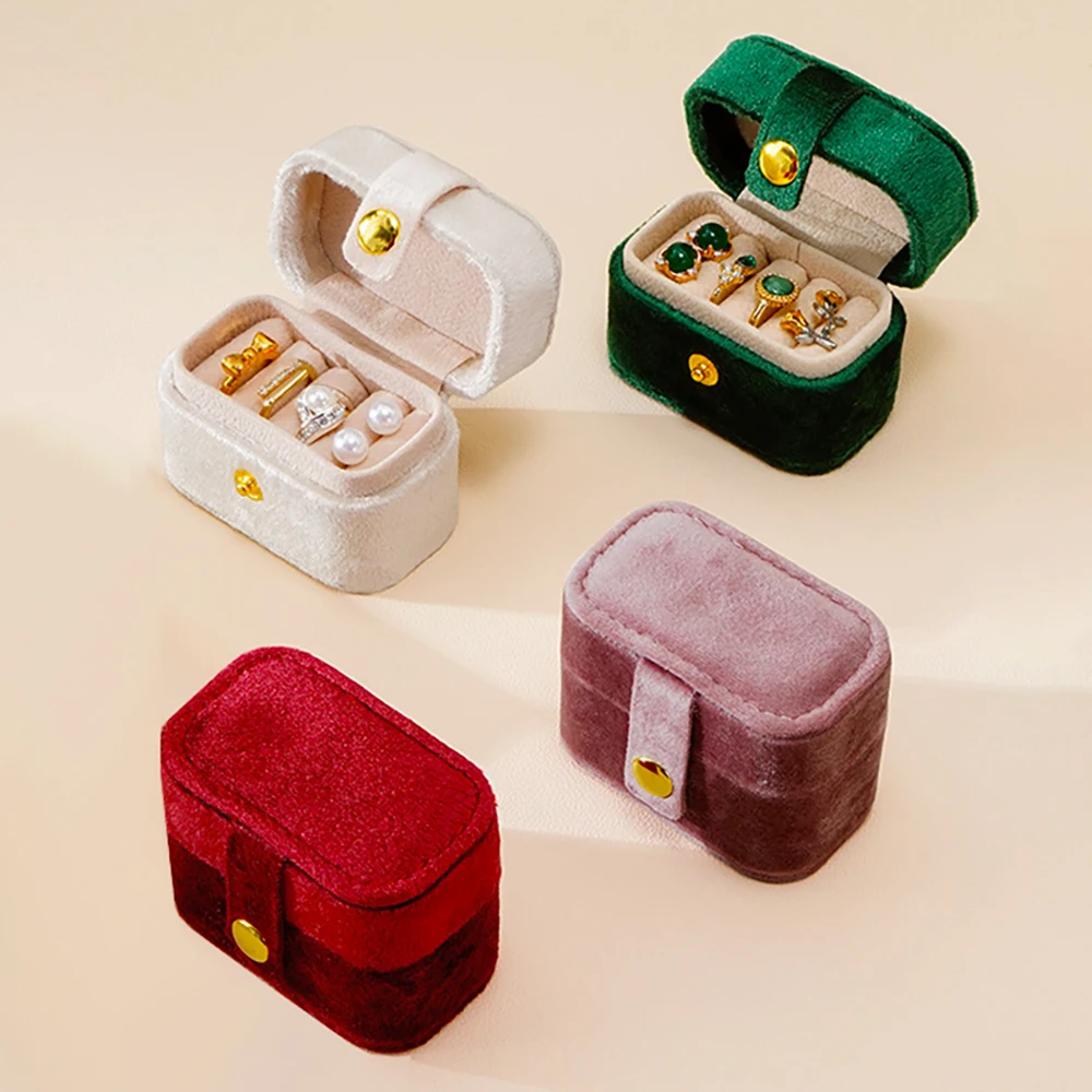 Velvet Ring Box Portable Small Jewelry Organizer Display Travel Mini Gift Case Boxes Earring Necklace Ring Holder Packaging Box