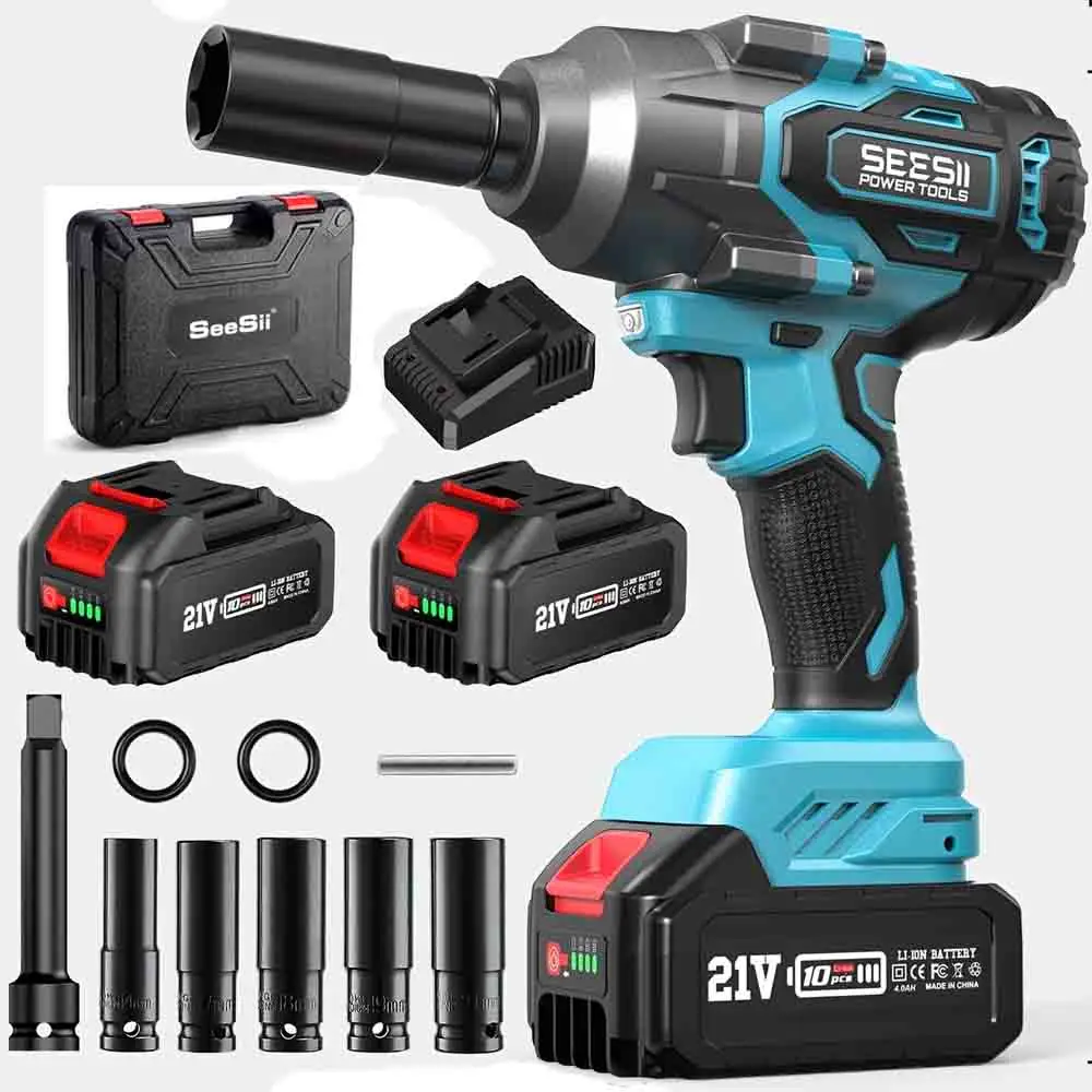 

Seesii 1000Nm Cordless Impact Wrench 1/2"Brushless Electric Wrench Impact Gun Truck Car Tires Repair Tool for Makita 18V Battery