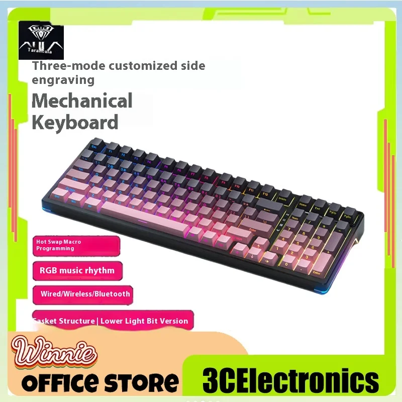 Aulaf98 Mechanical Keyboard Wireless Bluetooth Wired The Third Mock Examination Mechanical Keyboard Hot Plug Keyboard Gift