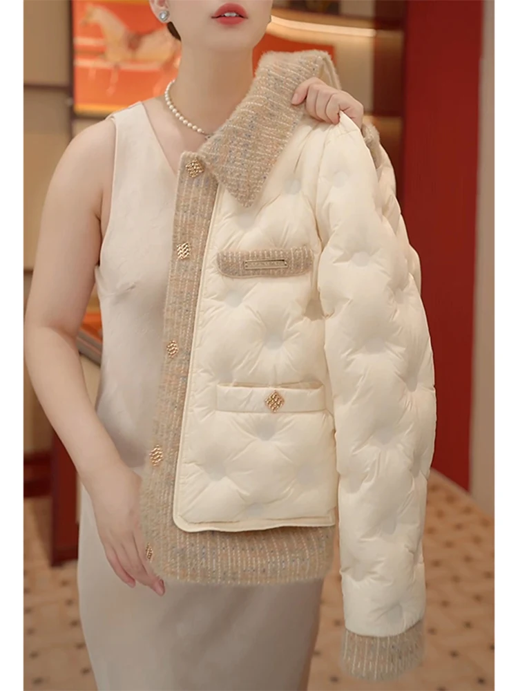 

Faionable Button-Up Cotton Jaet Women's Winter Patchwork Design Versatile ort Outerwear Korean Sle Loose Fit Commute