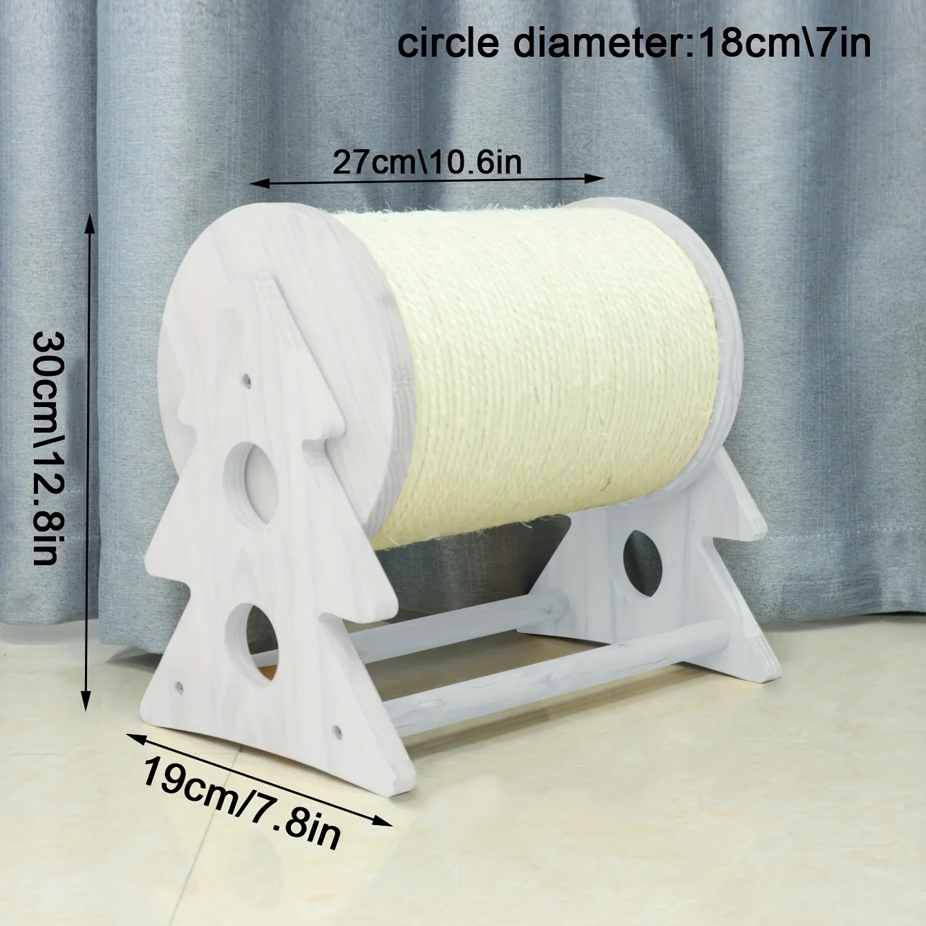 Multi-Colored Solid Wood Windmill Style Cat Scratch Column with Hemp Rope Wear-Resistant Cat Scratcher Toy