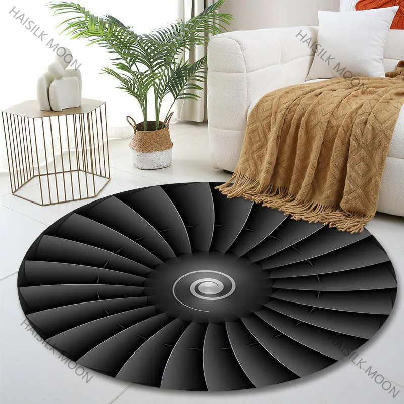 Multiple sizes Jet engine turbine blades Print Round Carpet Living Room Bedroom Table Chair Sofa Decorative Carpet Luxury gifts
