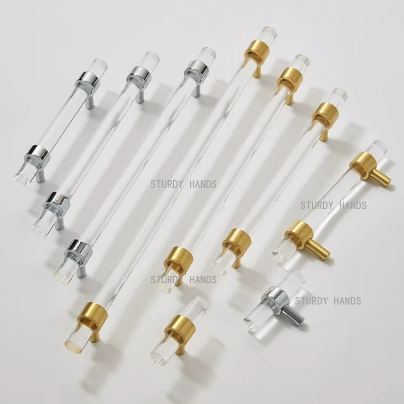 4PCS Acrylic Wardrobe Door Handle, Kitchen Drawer Handle, Cabinet Handle, Transparent Acrylic Handles, Hardware Accessories