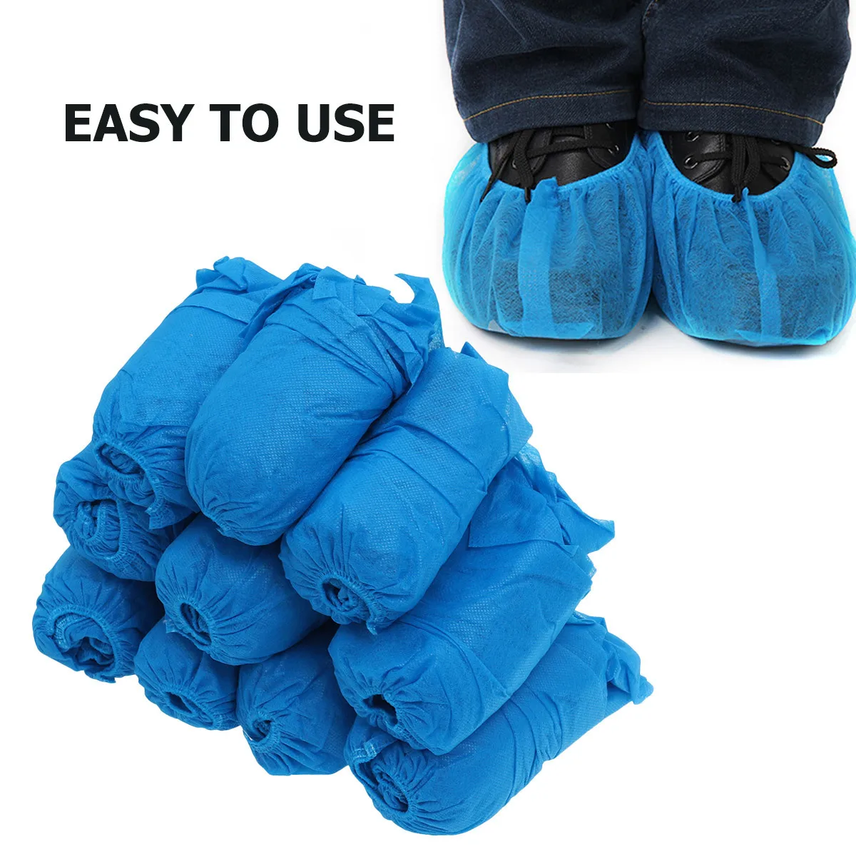 

100pcs Dust Proof Shoe Covers Non-Woven Disposable Breathable Lightweight Anti-Slip Elastic Ankle Protection For Shoes Floor