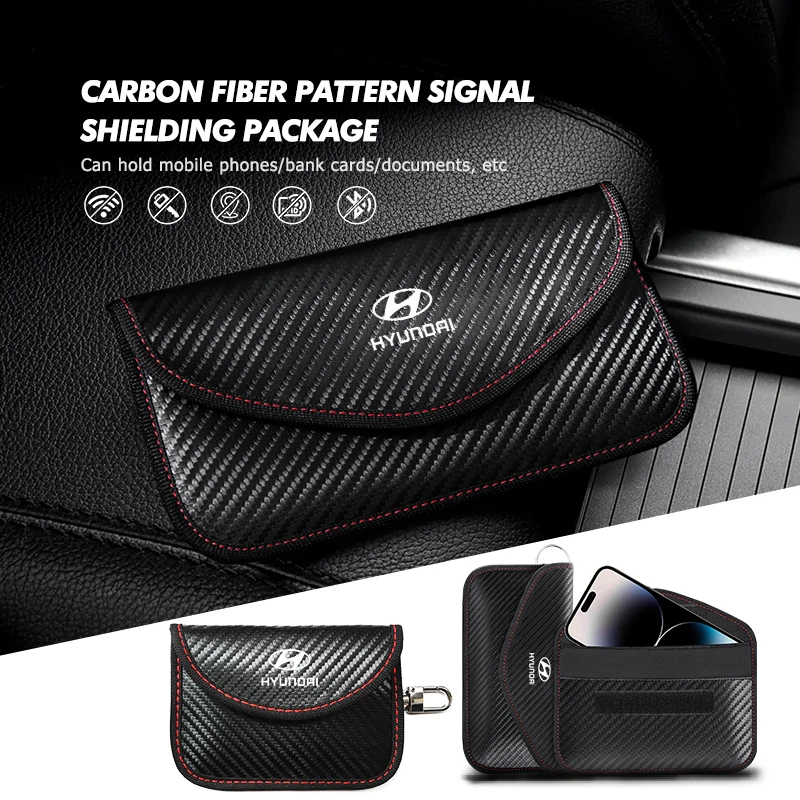 Чехол для блокировки сигнала ключа автомобиля, чехол для брелока, сумка для блокировки RFID без ключа для Hyundai Ioniq Sonata Elantra Solaris Creta Accent SantaFe