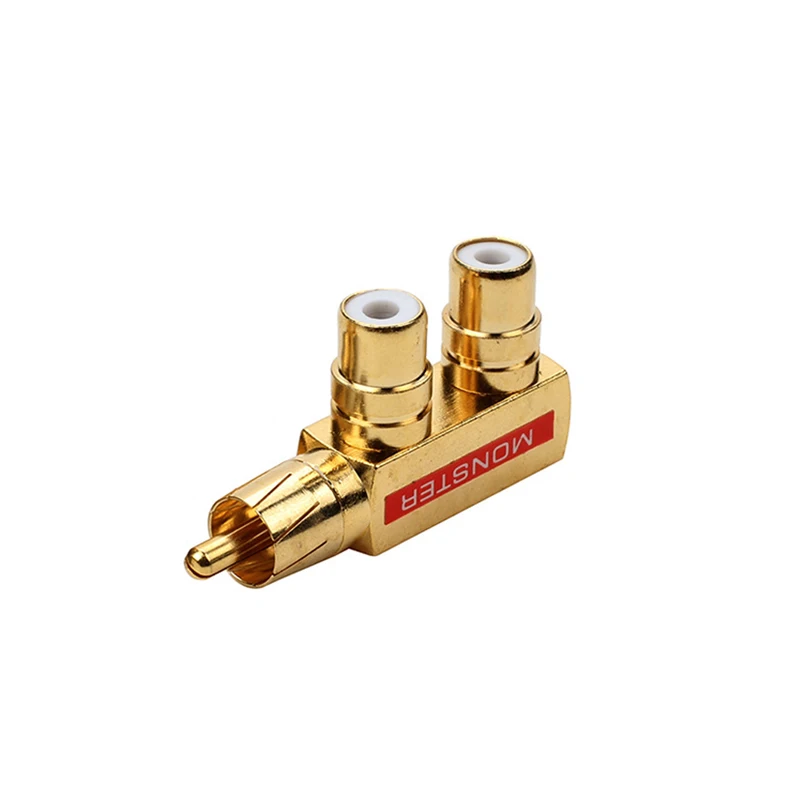 RCA ذكر التوصيل إلى 2 RCA أنثى المقبس موصلات 3 طريقة مطلية بالذهب RCA موصل HIFI محطات الصوت للصوت والفيديو