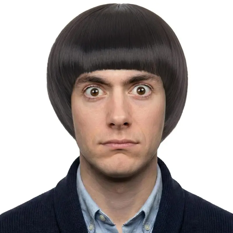 Fashionable Mushroom Head , Funny Anime Synthetic Fiber Bowl Cap Halloween Cosplay Wig