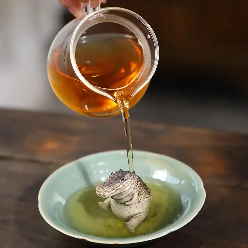 1PC Handmade Small Crocodile Tea Pet Ornament for Tea Ceremony Tea Game Financial Tea Table - Boutique Gift