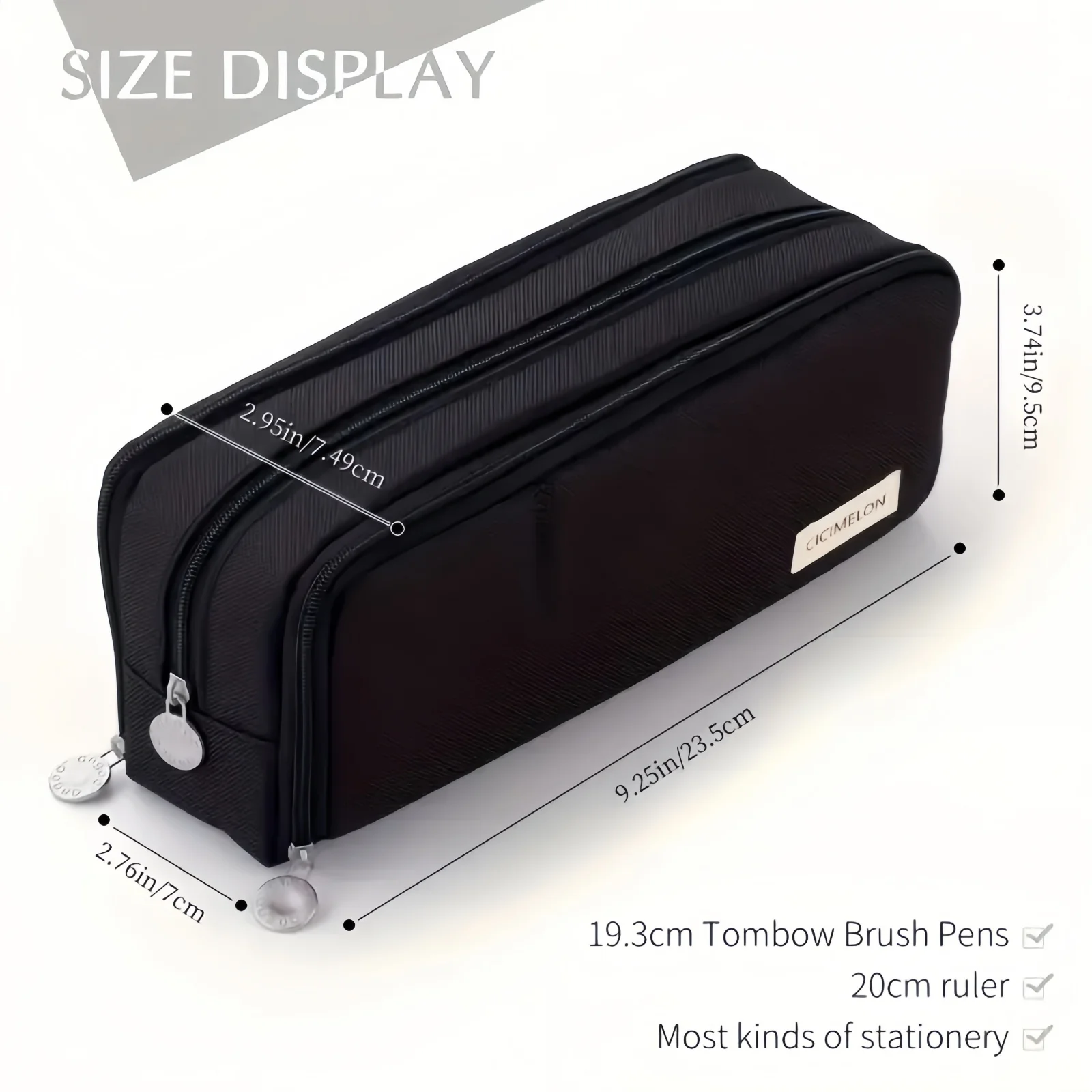 Pencil Case Large Space Storage 3 Compartment Pouch Double Side Opened Student Stationery Desk Organizer School Supplies