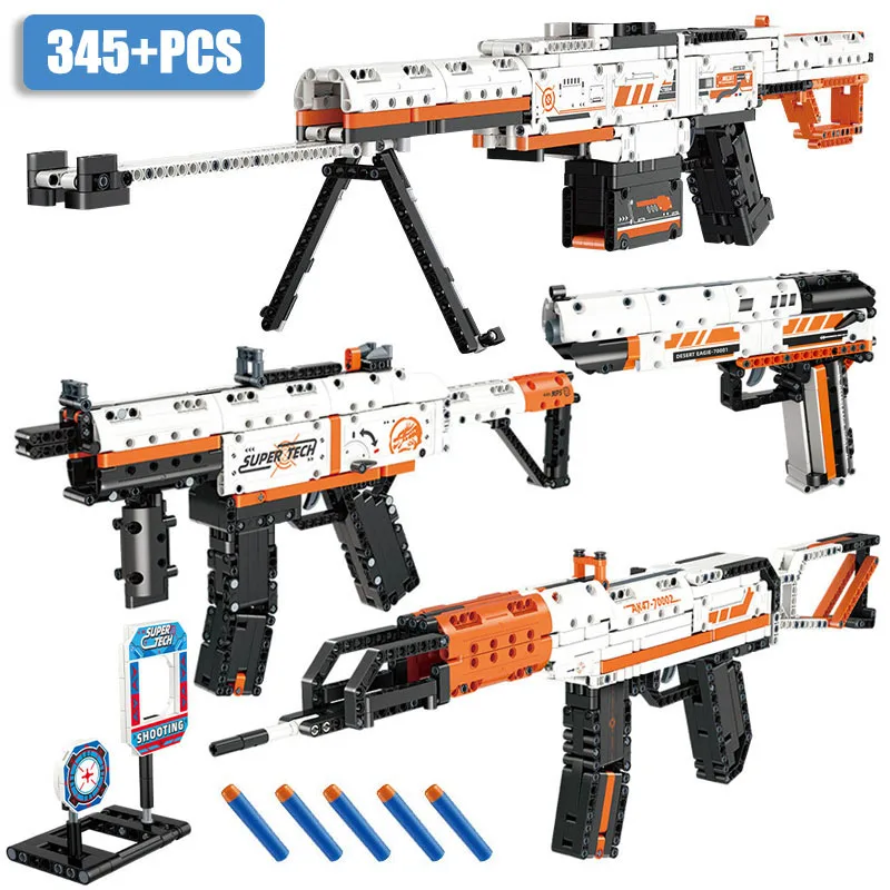 

Military Ak47 Rifle Barrett Sniper Gun Desert Eagle Pistol MP5 Building Blocks Technical Weapon Bricks Toys For Children Gifts