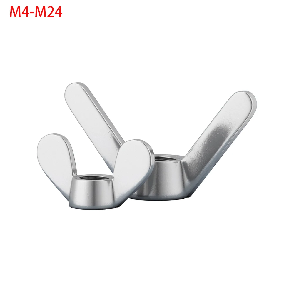 304 Stainless Steel Butterfly Nut Butterfly Sheep Horn Nut Hand Twisted Ingot Screw Cap M4 M5 M6 M8 M10 M12 M14 M16 M18 M20 M24