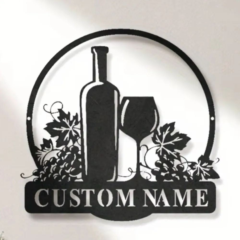 Unrivaled Exceptional Wine Lounge Metal Wall Art. Custom Nameplate in Sturdy Iron. Tailored for Home,  Wine Store Adornment.