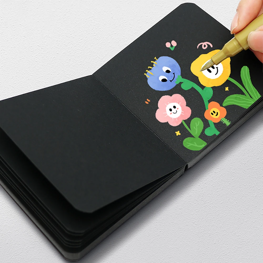 58 Sheets Black Cardboard Thick Acrylic Marker Special drawing book, Travel Decompression Black drawing book