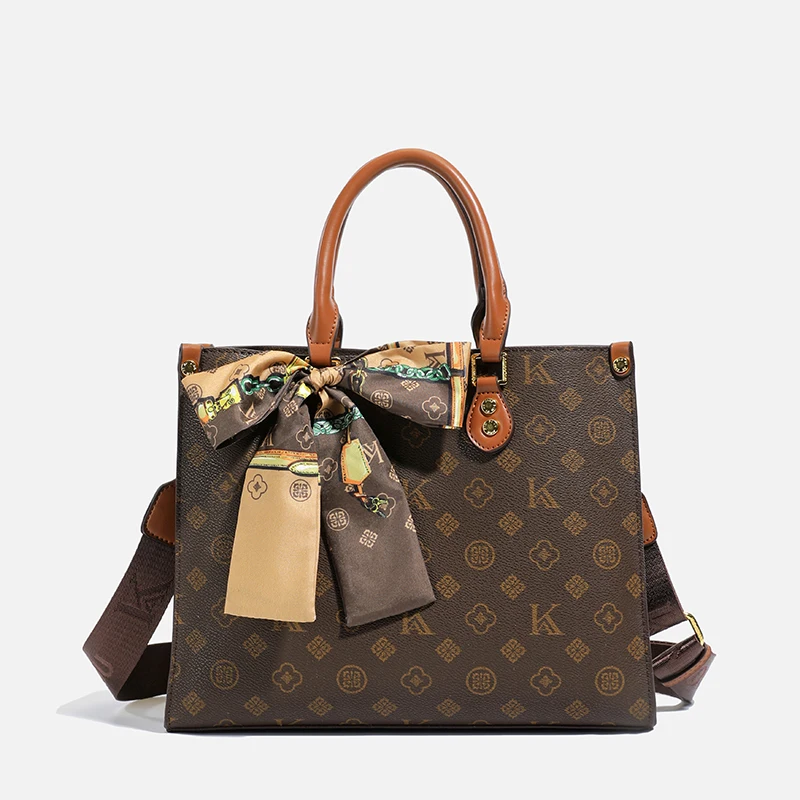 

Женская сумка с декором из шелкового платка, модная женская сумка, вместительная сумка через плечо.