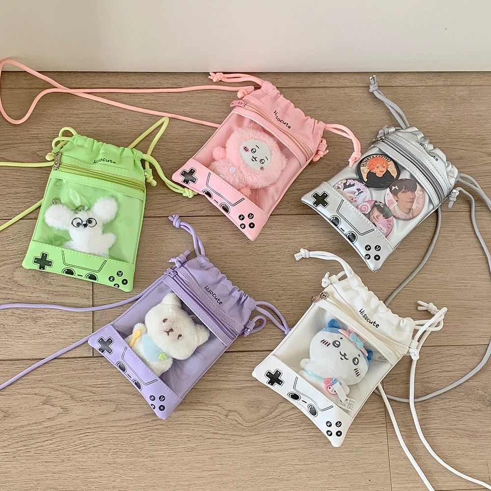 

Корейская хлопковая сумка-кроссбоди для молодежи, дорожная сумка через плечо, с вырезами, из мягкого полиуретана, маленький размер, с мультяшным рисунком