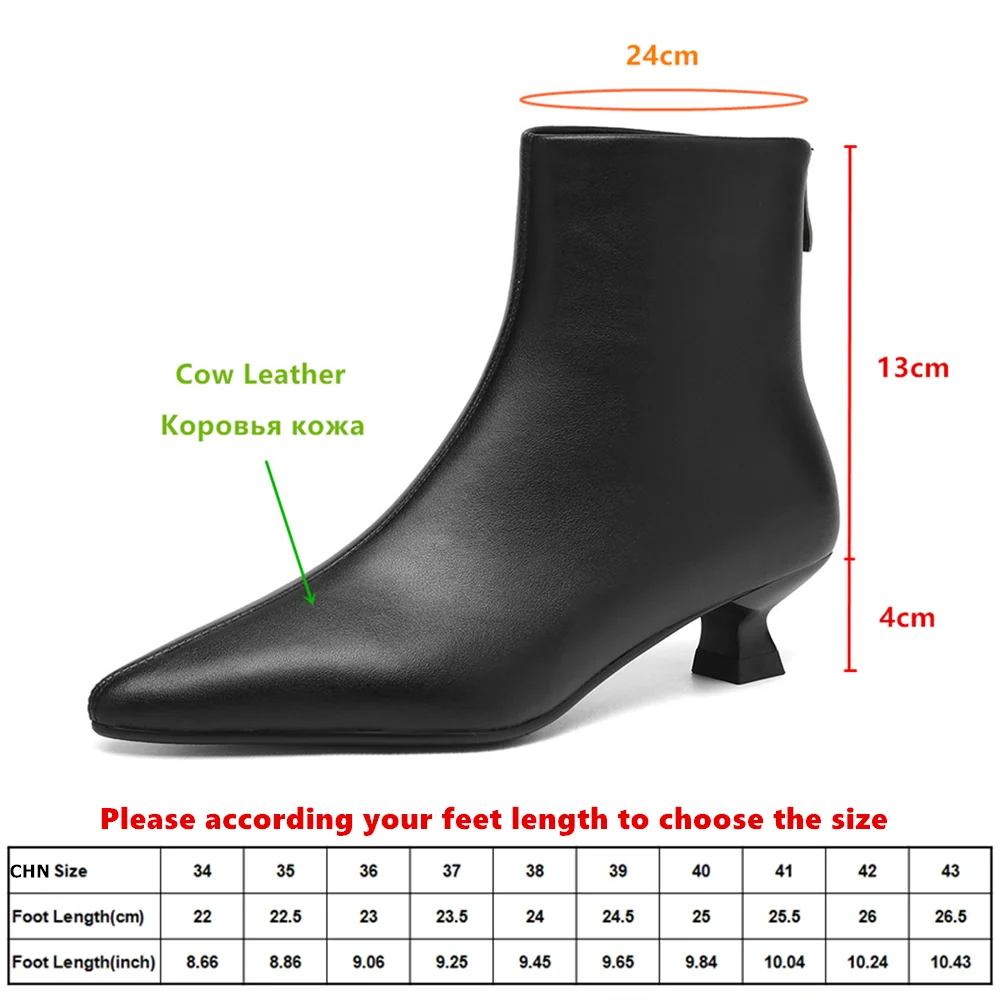 Aucegi موضة جلد طبيعي حذاء من الجلد كعب عالي مكتنز النساء الخريف الشتاء أشار تو فستان الحفلات أحذية كبيرة الحجم 34-42 #6