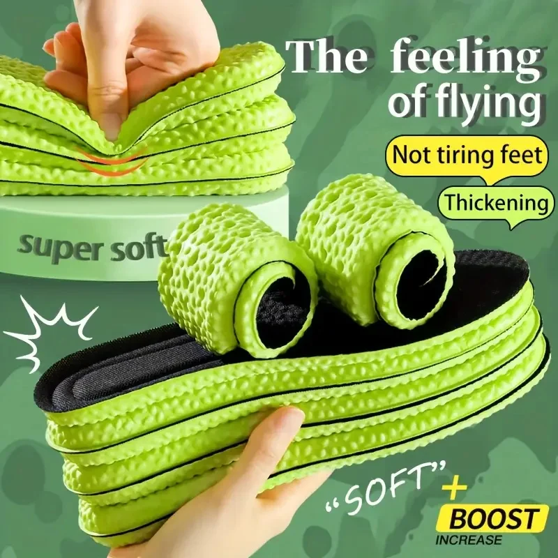 

1 Pair Unisex Green Black Sports Insoles, Breathable Shock-absorbing Soft Insoles, Comfortable Insoles For Running, Climbing