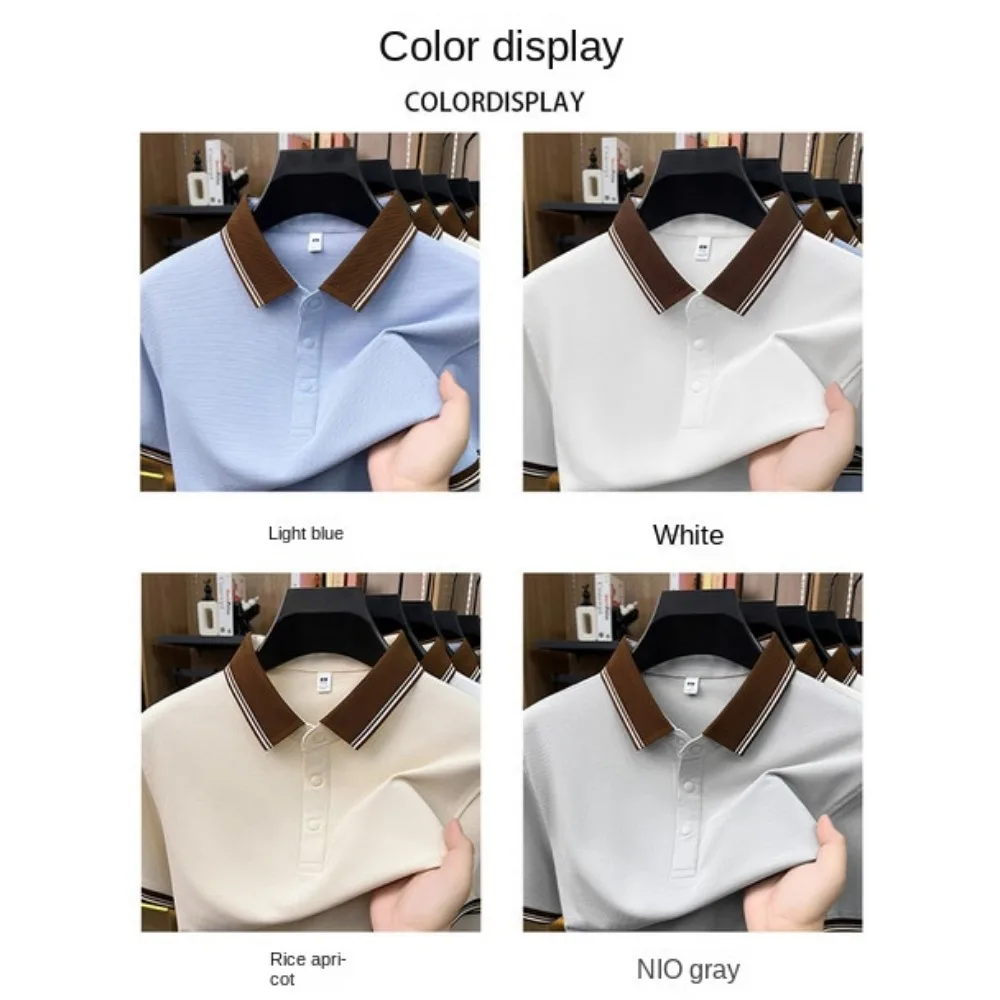 Men's Short Sleeve Polo Shirt Collared T-Shirt Multi-Color Options Quirky Patchwork Street Fashion Korean Y2K Style Premium