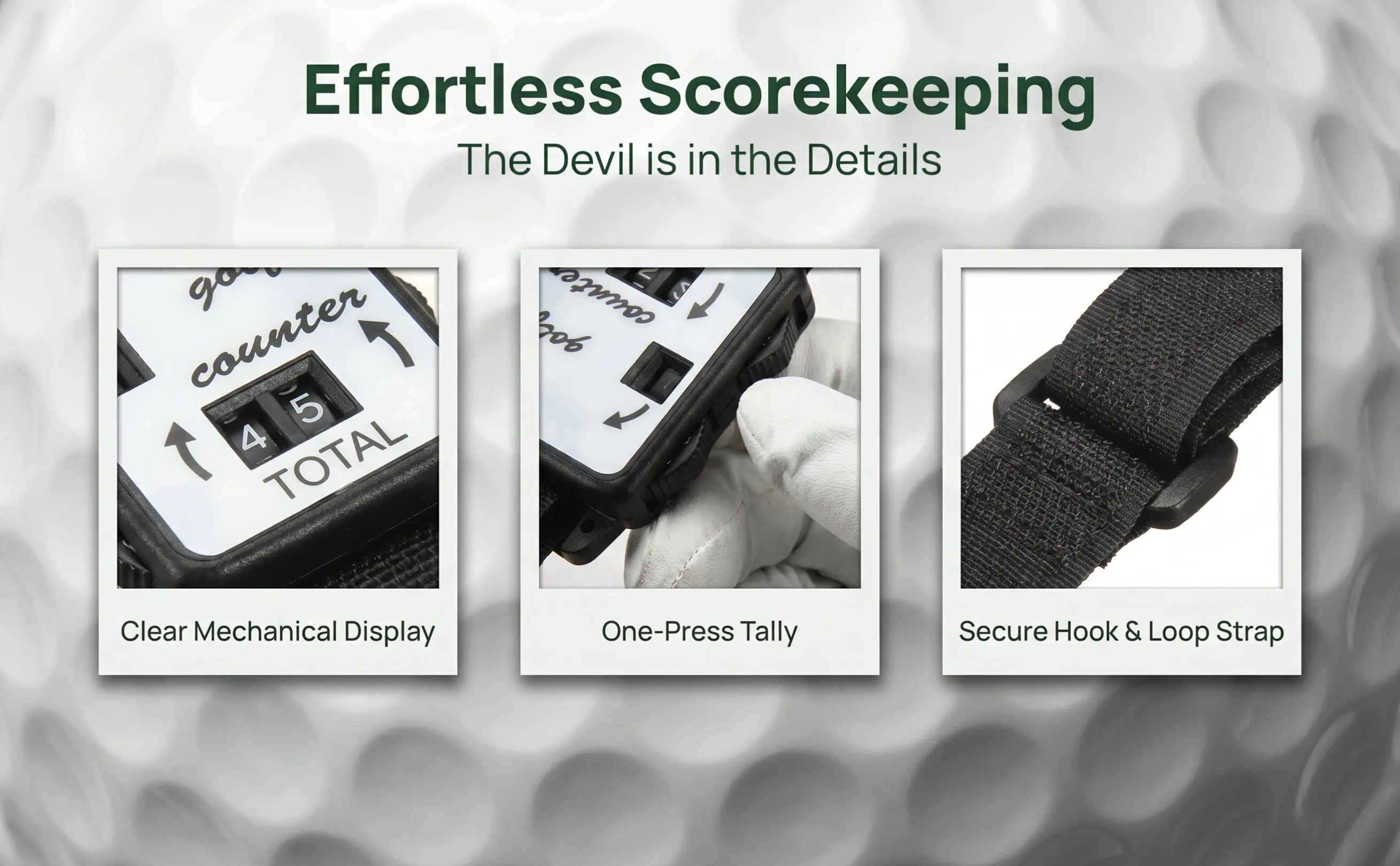 Golf Score Counter Wristband Black Plastic Hook Loop Strap 24Cm Total Length 3.5x2.5x0.8cm Counter Size Wear Like Watch Press to