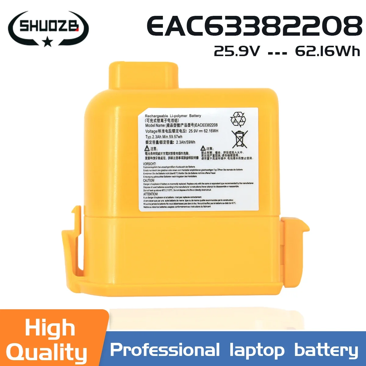 2300mAh EAC63382208 EAC63382204 Vacuum Cleaner Battery for LG Cord Zero A9 A9+ A9Plus A905M A907GMS A9MASTER2X A958/SK/SA Series