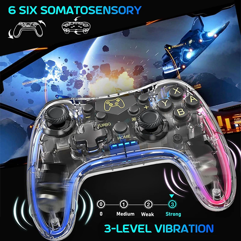 Gra wideo Gamepad RGB bezprzewodowy Pro kontroler kompatybilny z Nintendo Switch/Switch Lite/Switch ored/Android/IOS/Windows PC/Mobile