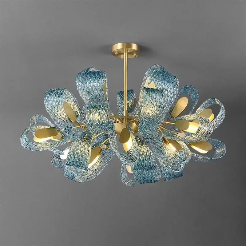 

Peacock Blue Copper Luxury Chandelier Modern Elegant Chandelier Suitable for Living Room and Dining Room