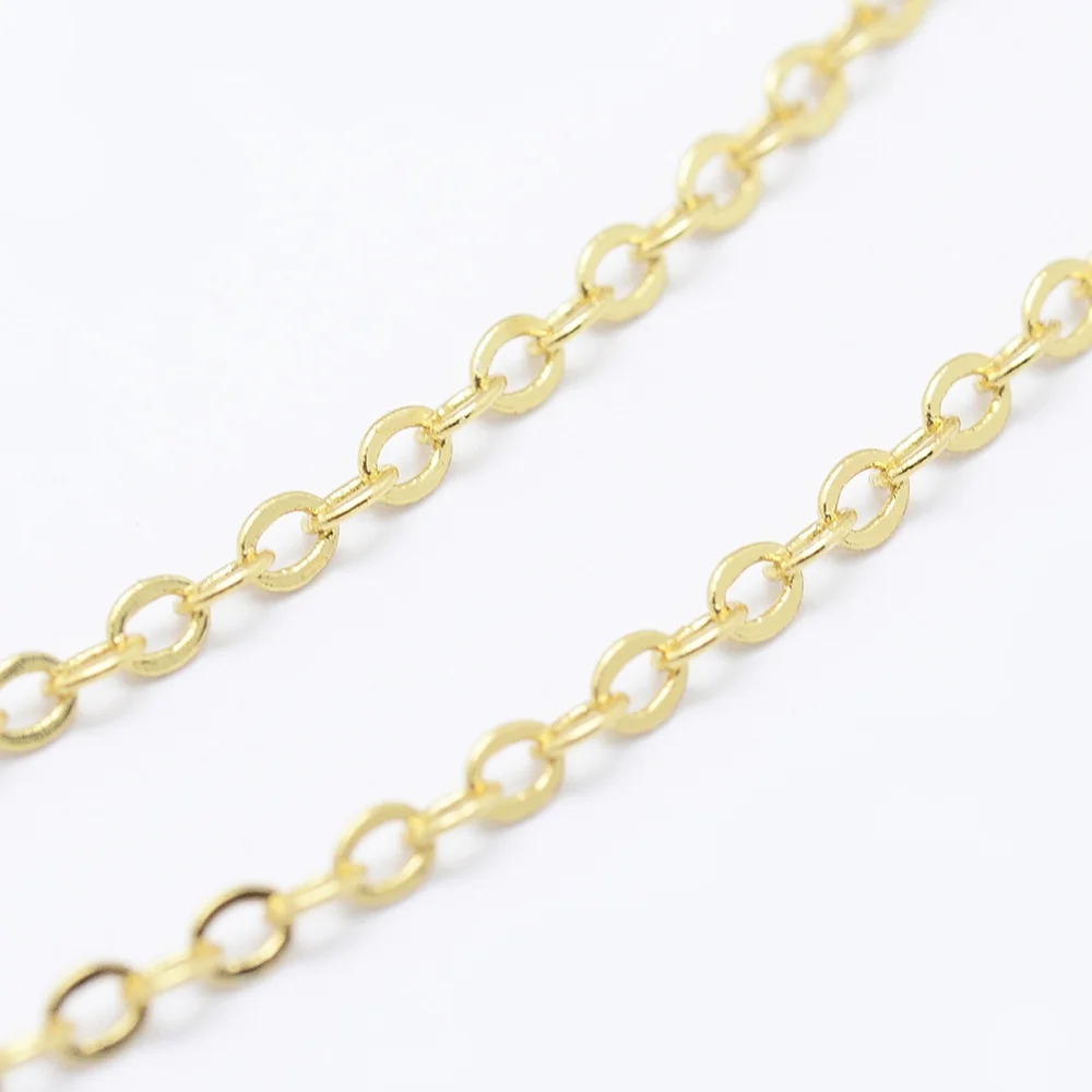 

1m Brass Cable Mask Chains Soldered Long-Lasting Plated Flat Oval Cadmium Free & Lead Free Real 18K Gold Plated