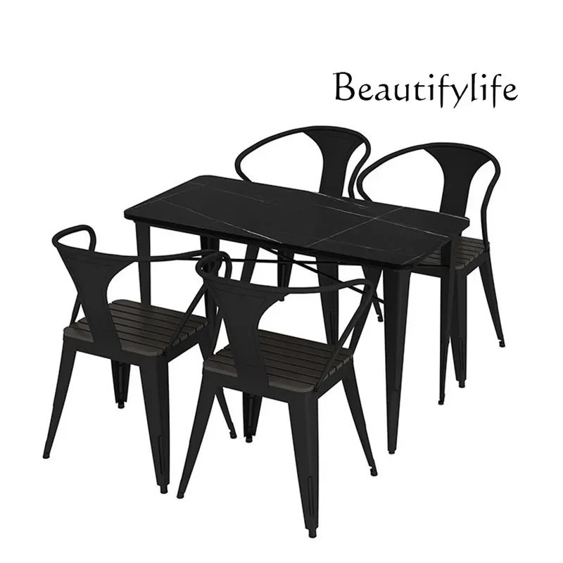 

Nordic Slate Outdoor Table and Chair Villa Balcony Outdoor Courtyard Cafe Milk Tea Shop Leisure Dining Table