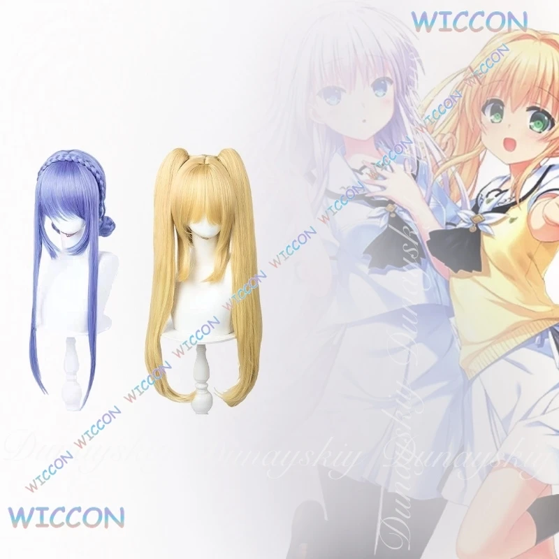 Cos c verão bolsos jogo ao sorakado e tsumugi wenders cosplay com branco amarelo jk com perucas azuis amarelas traje cosplay