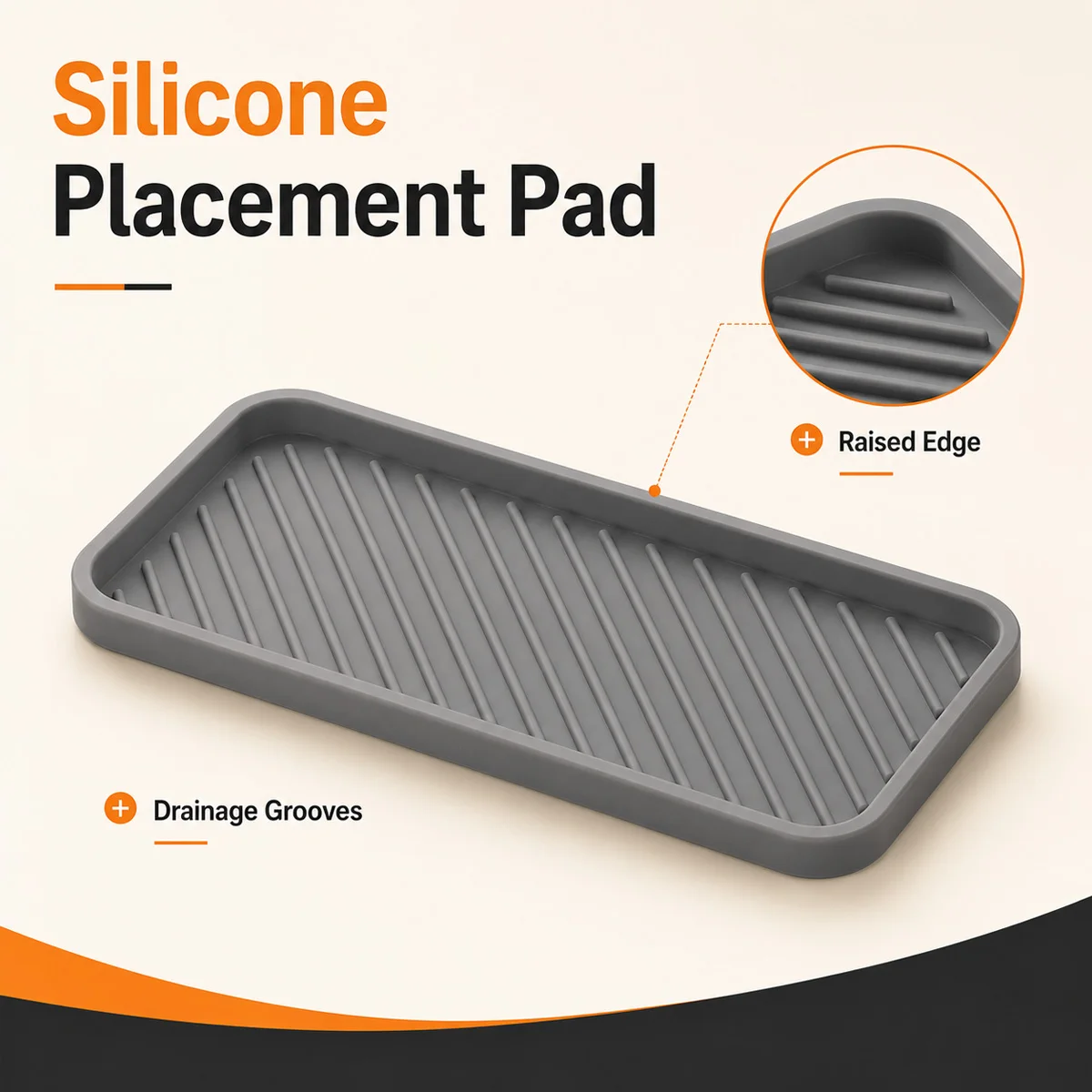 YONGRUN Silicone Drain Mat Nonslip Sink Tray Waterproof Countertop Organizer Heat Resistant Kitchen BathroomSoap Holder Tray Pad