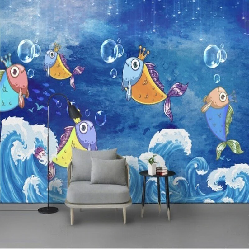 

Современная акварельная ручная роспись волны рыбы ТВ роскошное украшение дома спальня фон стены