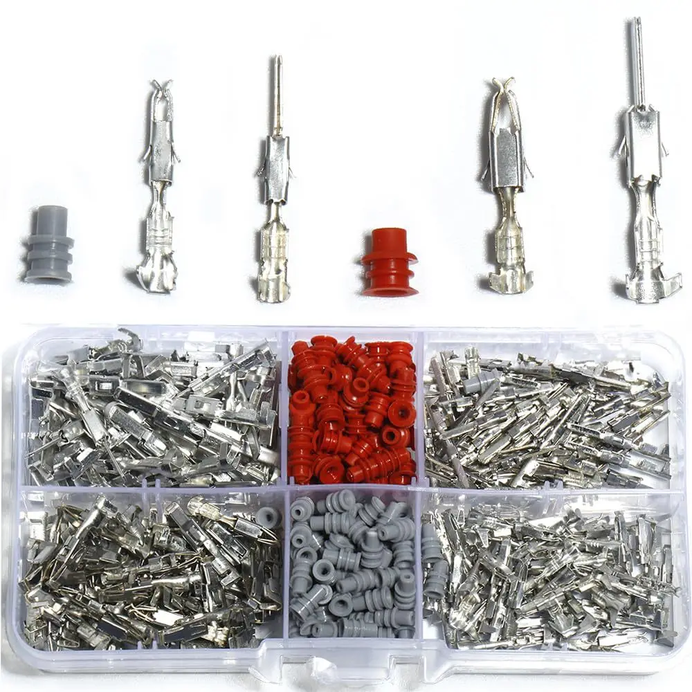 400Pcs Boxed 1.5/3.5mm Non-Insulated Male Pin Crimp Terminals Kit, Automotive Electrical Connector Plug Pins Assortment