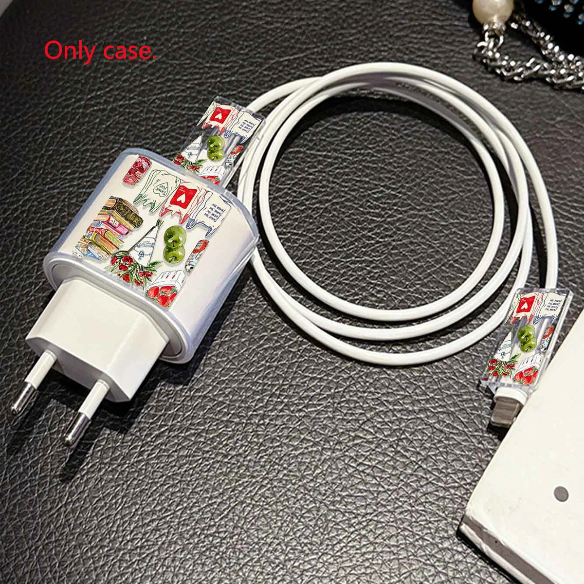 Flowers Soft TPU Protective Case For iPhone 20w 18W EU Fast Charger Covers Cable Protector Winder Shell For iPhone 17/16/15/14 P