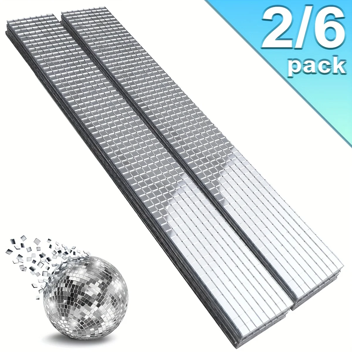 2/6 Stück selbstklebende 5 x 5 mm Acryl-Spiegel-Mosaikfliesen, Mini-Bastelarbeiten, kleine Glasspiegelstreifen für DIY-Bastelarbeiten, Heimdekoration