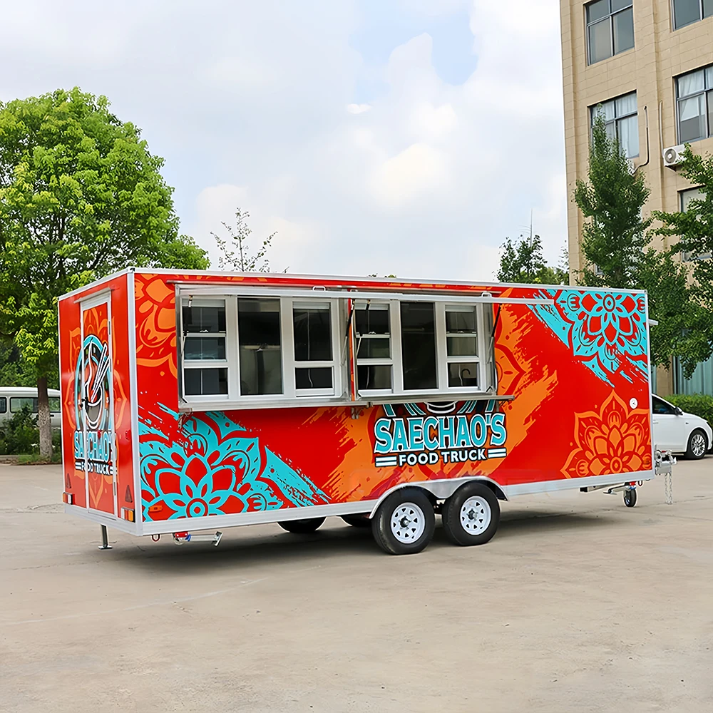 

Портативная уличная кухонная тележка с прицепом для еды, мобильная тележка для закусок, грузовик для мороженого, палатка-фургон для кемпинга и общественного питания