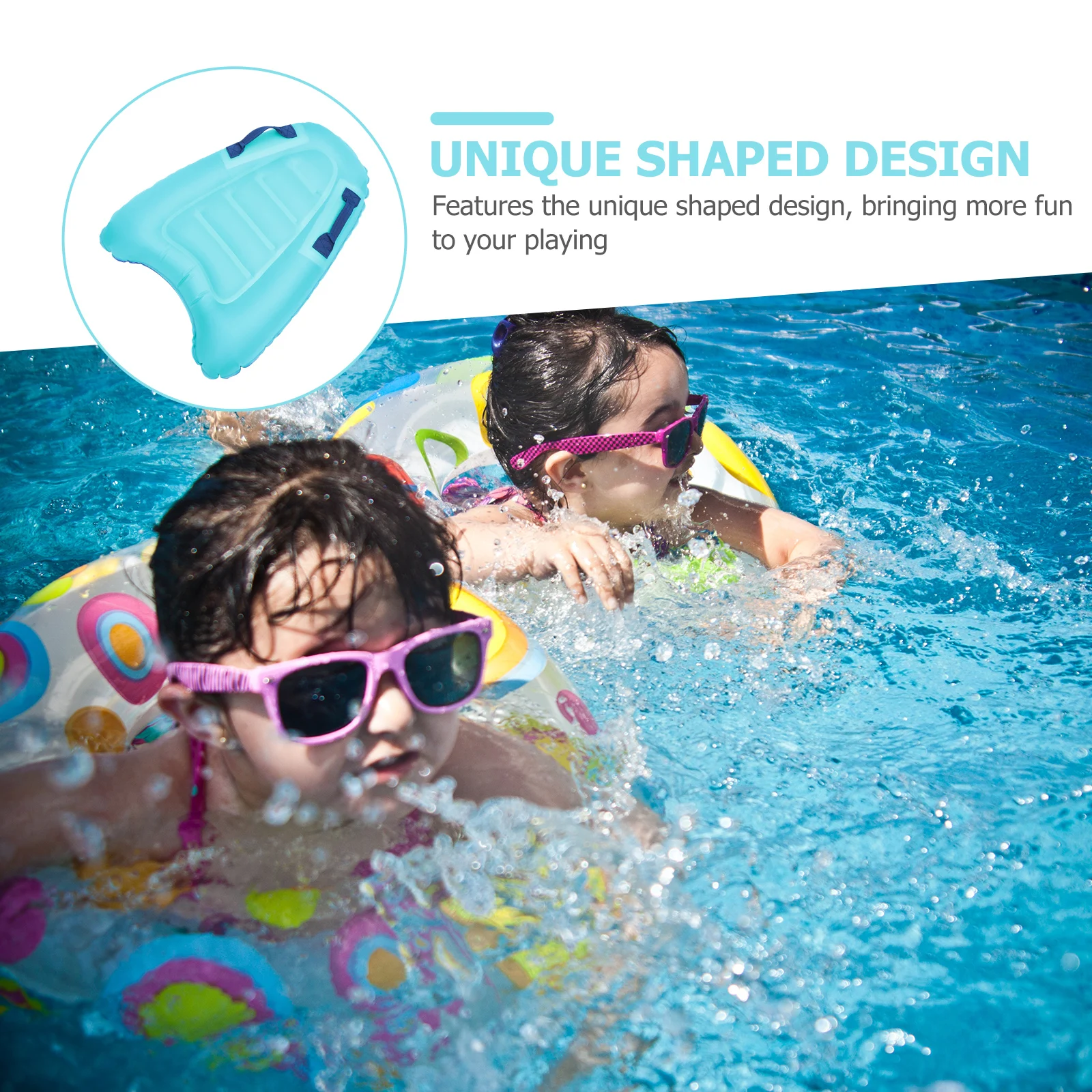 Blaues aufblasbares Schwimmbrett aus PVC, schwimmendes Surfbrett, leichtes Pool-Trainings-Kickboard für den Außenbereich, wasserfest, für Kinder