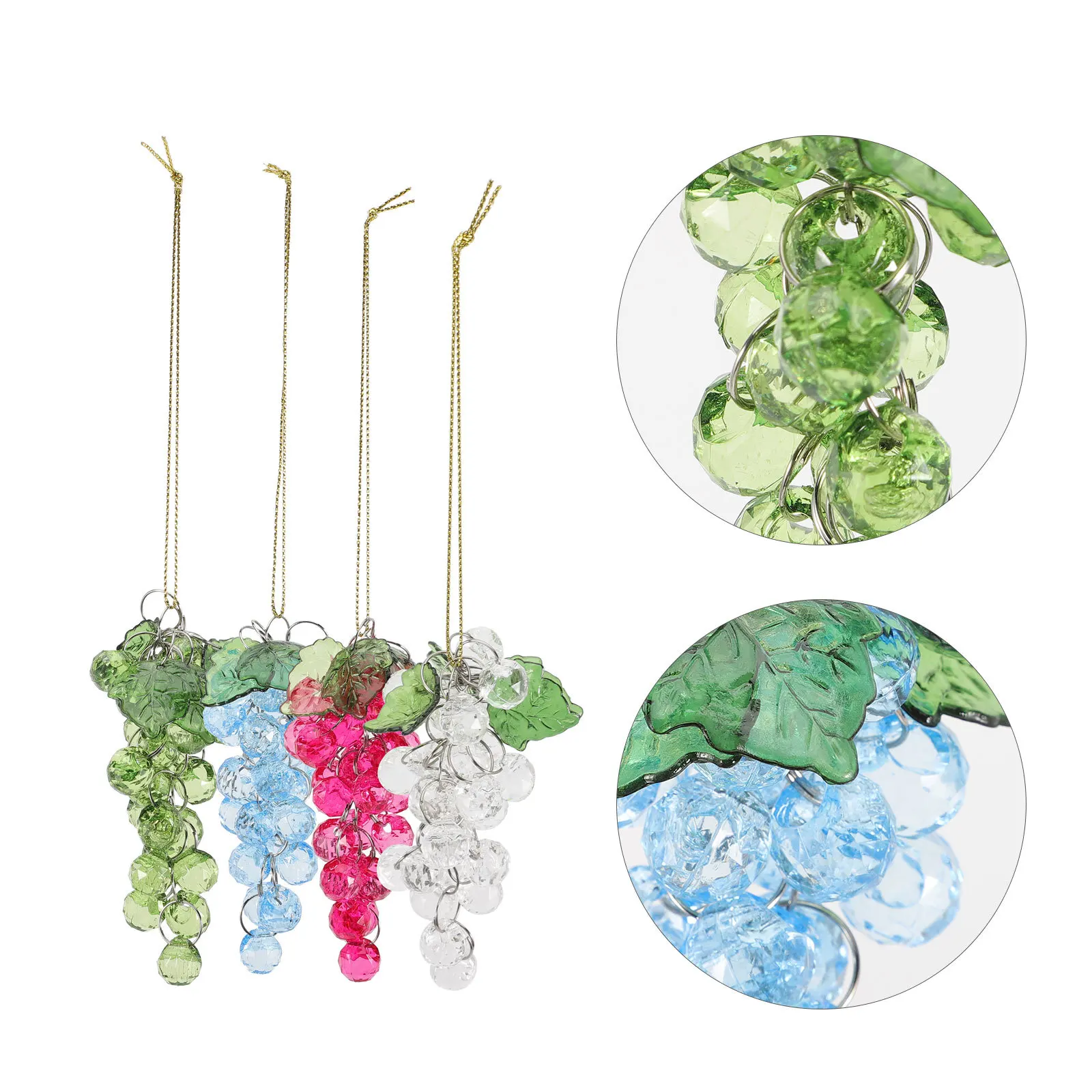 

4Pcs Grape Hanging Ornament Acrylic Beaded Cluster Handmade Party Decoration Christmas Wedding Anniversary Home Decor