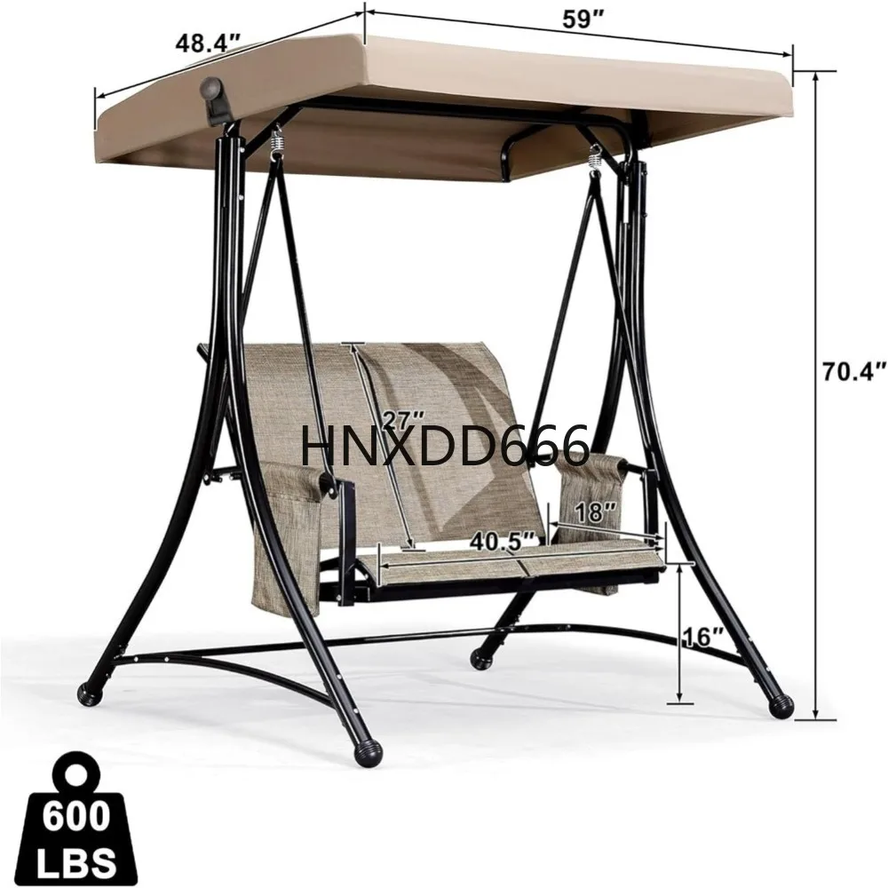 

2-местные роскошные качели для уличного патио с устойчивым к атмосферным воздействиям стальным каркасом, регулируемые, качели для патио