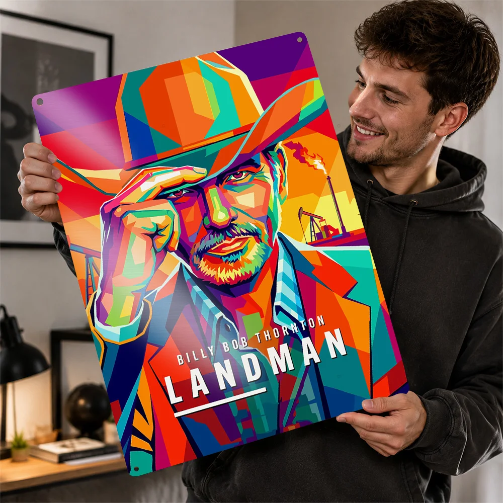 Billy Bob Thornton Landman Pop Art Poster Retro 3D Printed Metal Signs Customized Wall Hanging Gift for Room Decoration Man Home