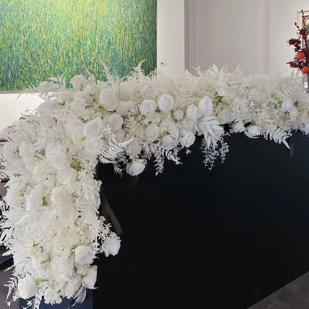 فاخر 200/100 سنتيمتر الأبيض الأحمر روز زهرة اصطناعية صف الزفاف الجدول محور الزهور خلفية جدار أقواس ديكور المرحلة فلورا