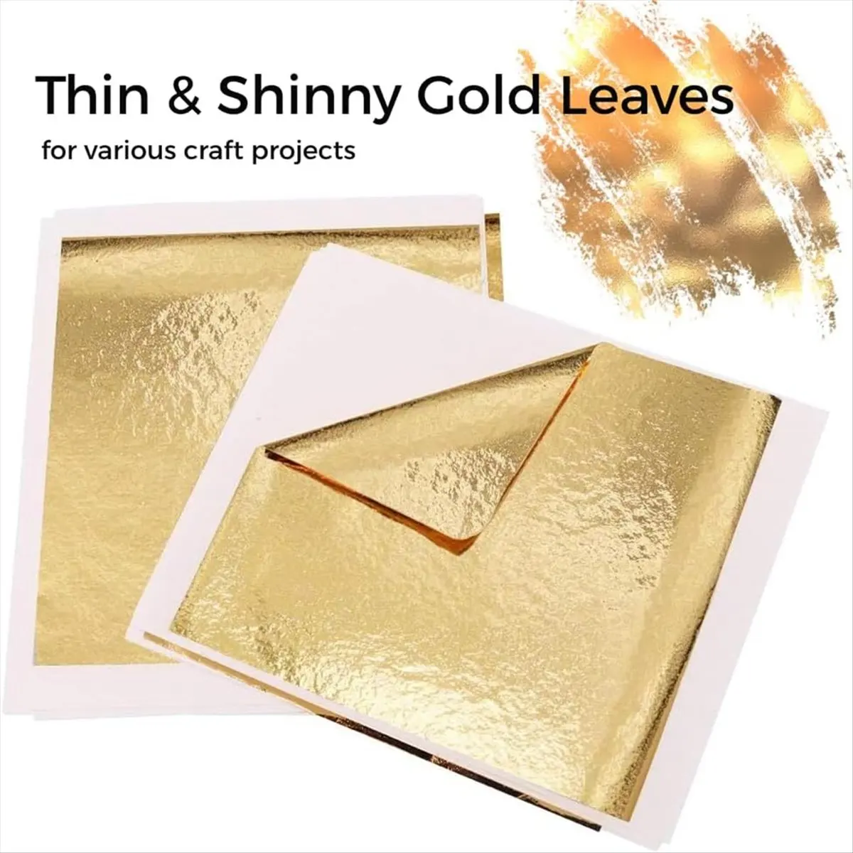 AA77 NEW  Gold-Leaf Sheets for Art, 3 Colors 150 Sheets Gold Foil Sheets for DIY Crafts Decor,Painting with Tweezer & Brush