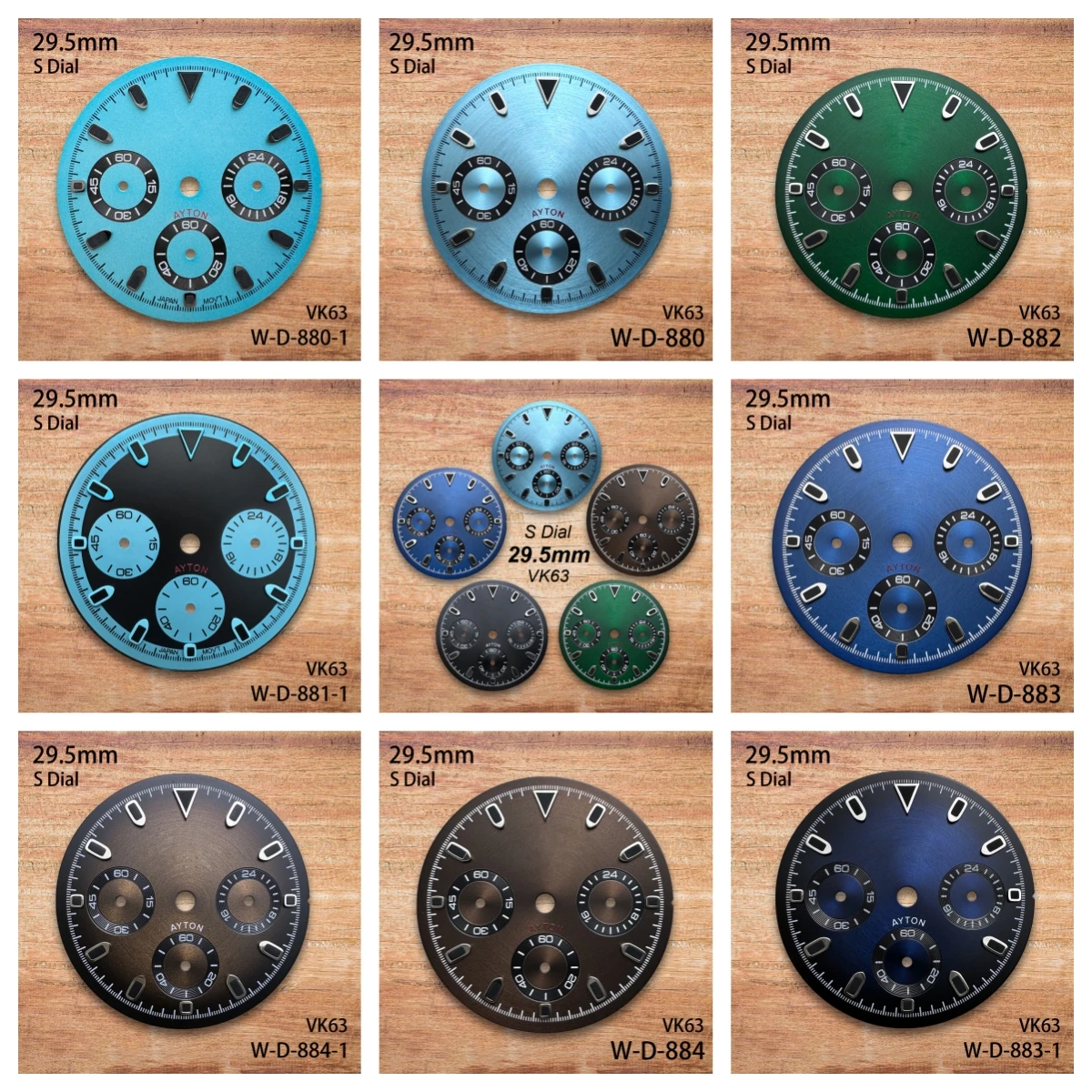 

29.5mm S Logo DTN Panda Dial Suitable For VK63 Movement Green Luminous CD Pattern Quality Watch Modification Accessories