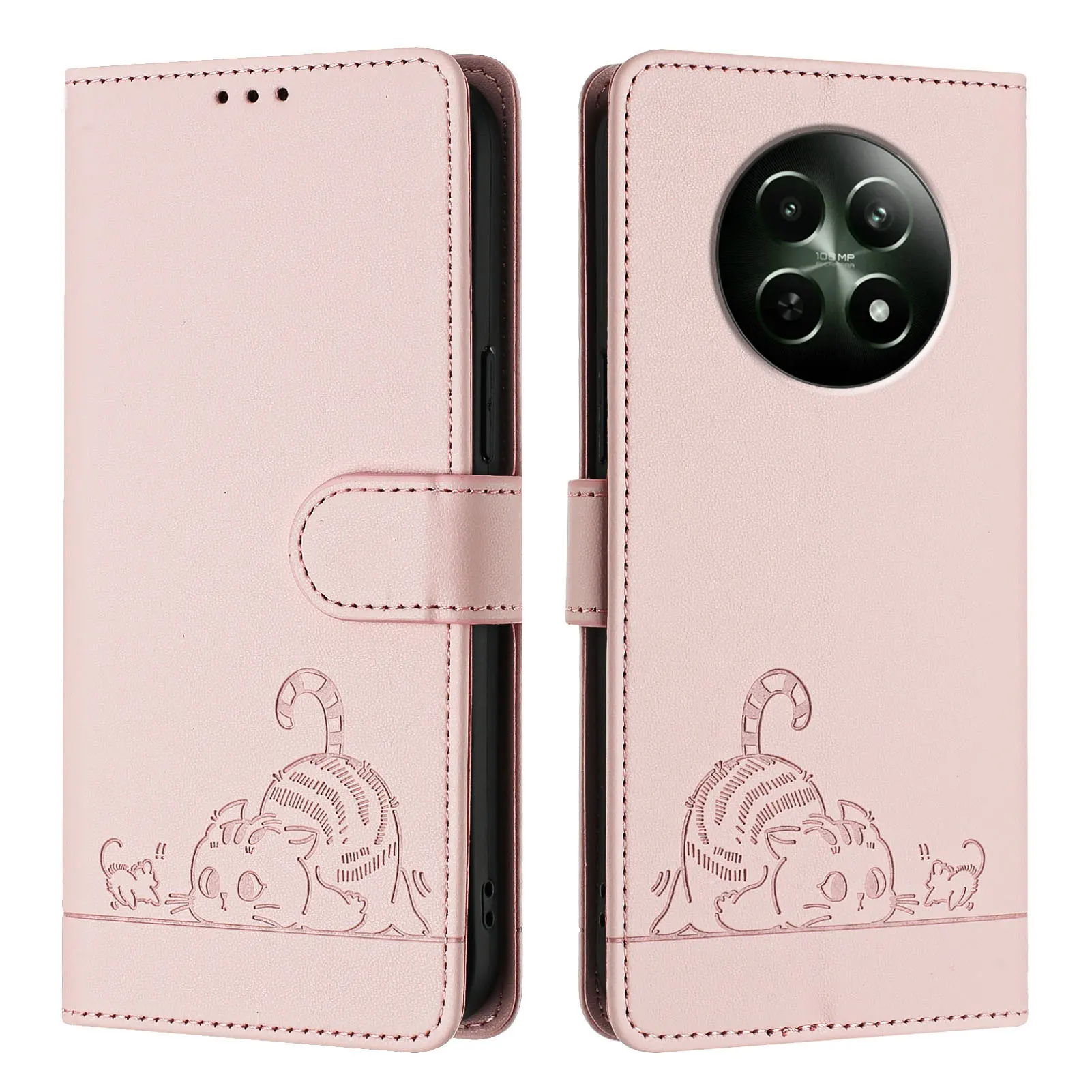 Cinturino da polso custodia per telefono in pelle Cat per Honor 200 90 70 Pro X9b X8b X7b X6b X9a X6a X7 X8 X9 5G,Huawei P30 Lite Flip Cover