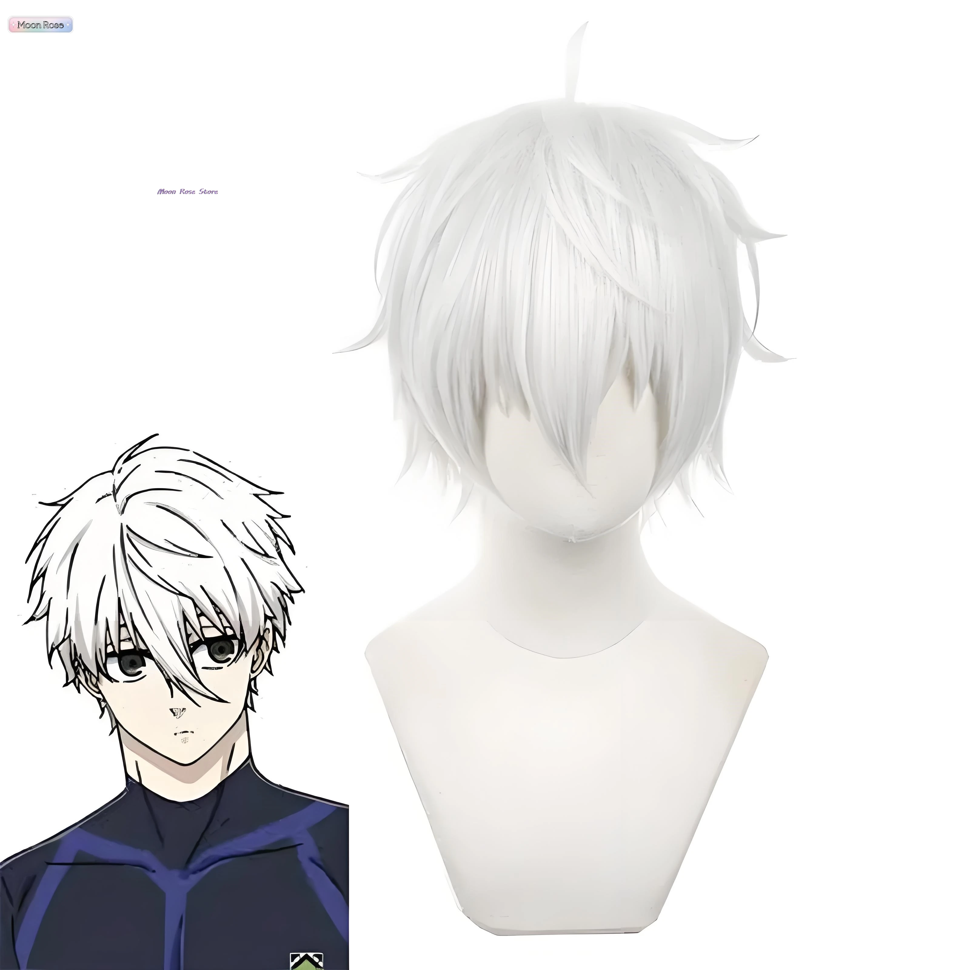 Cosplay wig Synthetic Hair Anime BLUE LOCK Seishiro Nagi Cosplay Wigs Silver White 30cm Short Warping Heat Resistant Man Wig