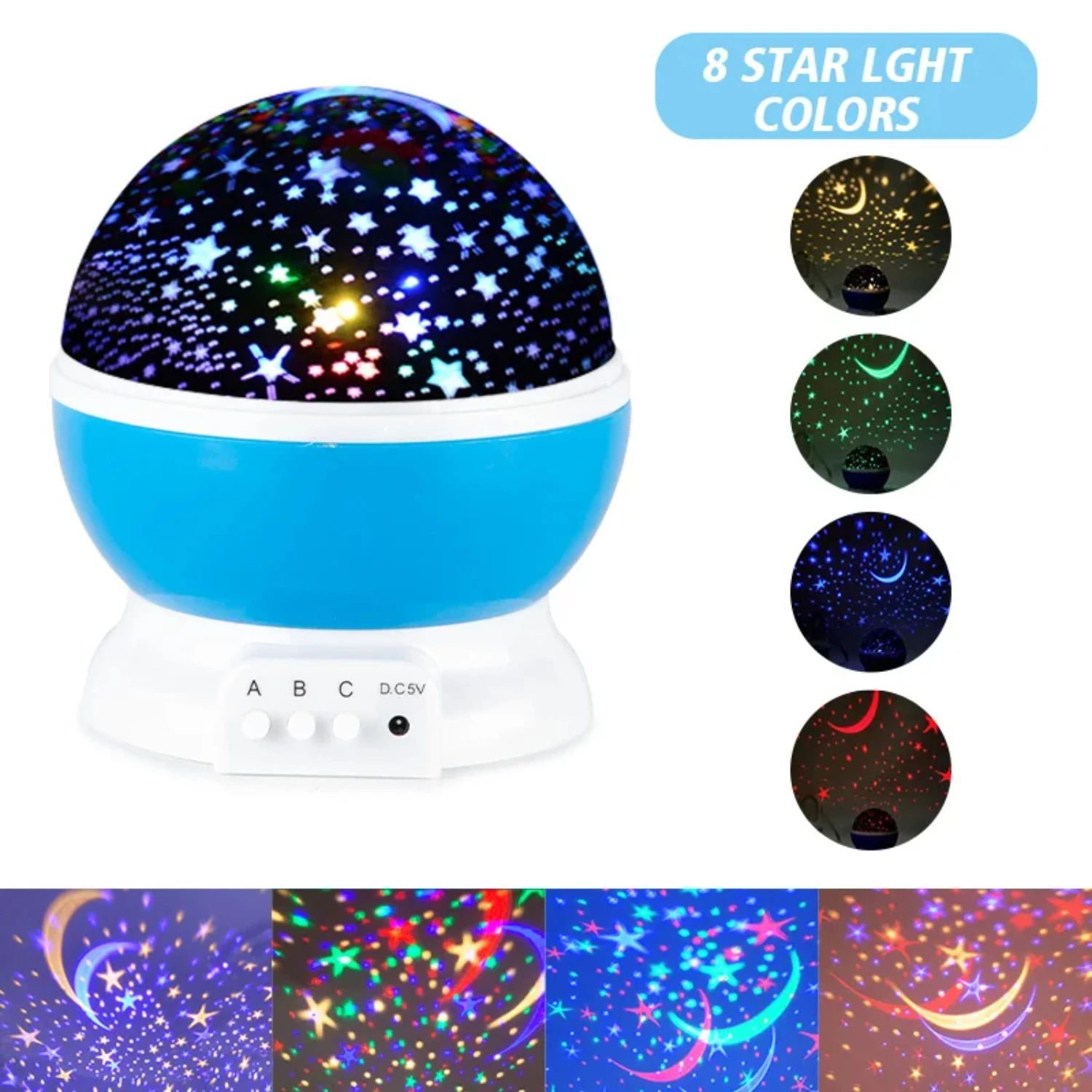 Enchanting Rotating LED Night Light Projector with Starry Sky - Stunning Planetarium Star Night Lights for Children's Bedroom - 